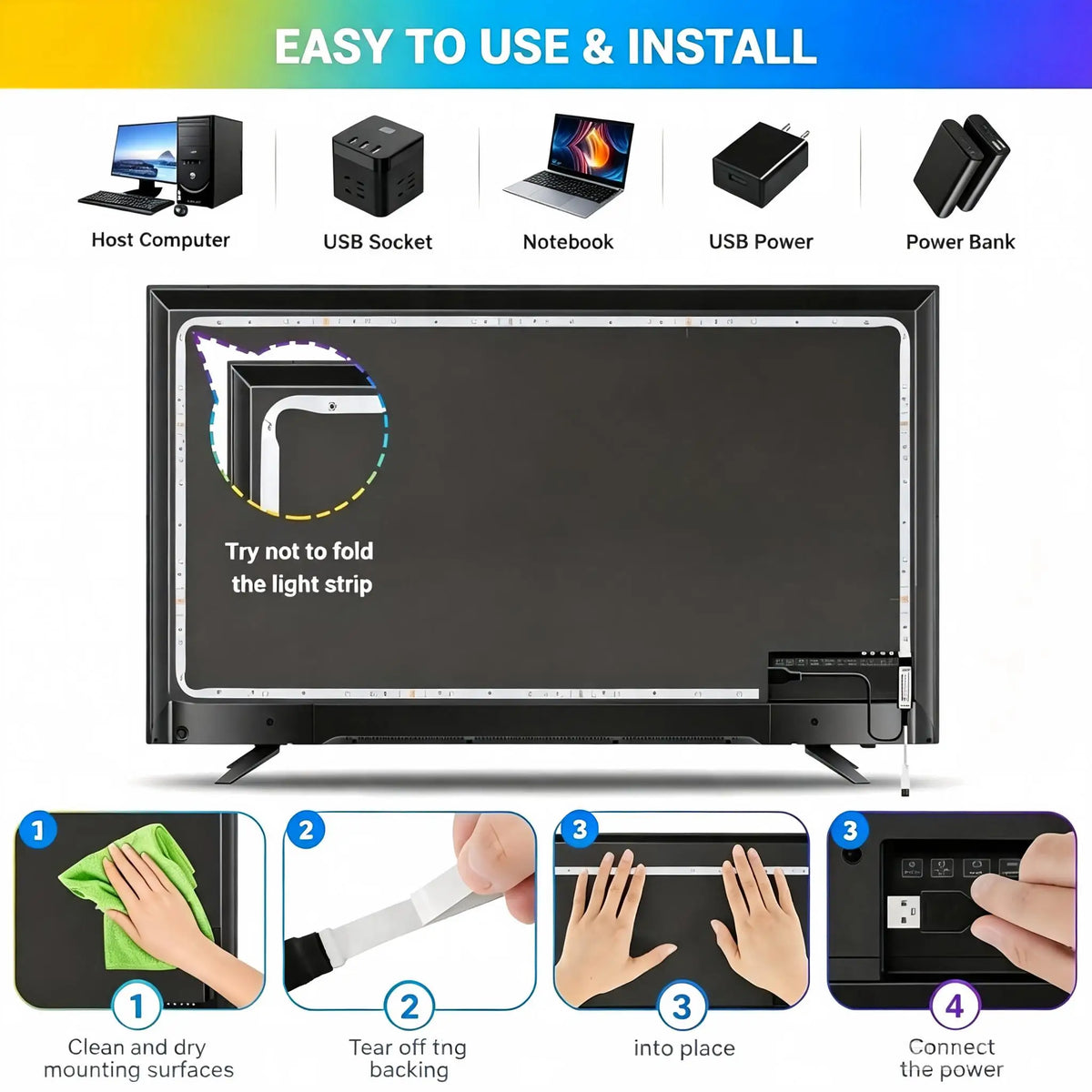 Two Bay RGB Cove Light Strip with Remote