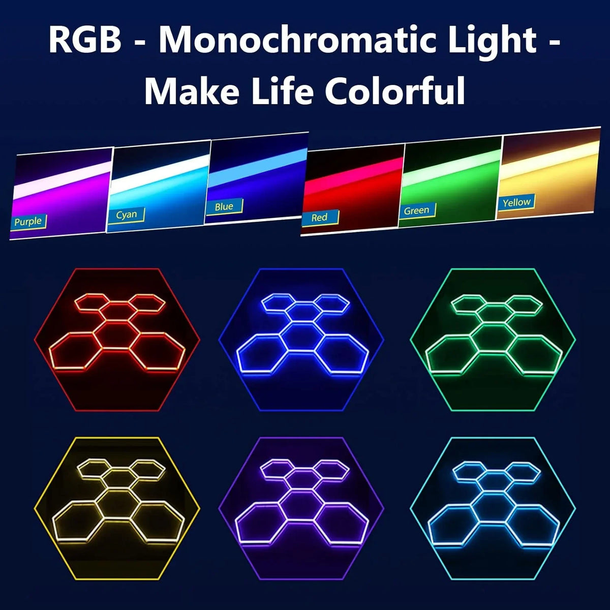 Two Bay Tri-Color Dimmable Hex Light, 3000K / 4000K / 6000K or RGB