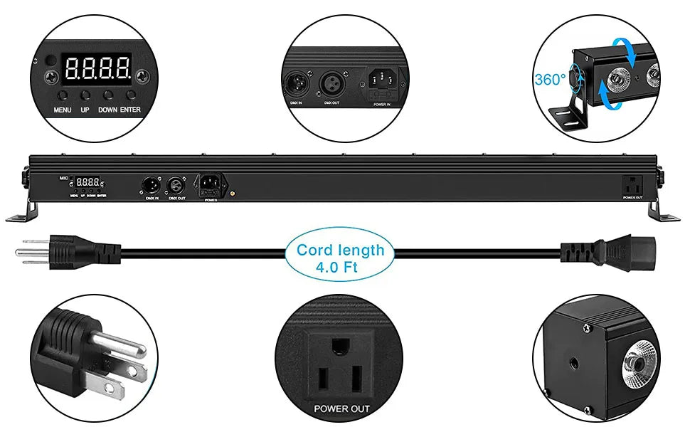 Two Bay RGB Wall-Wash Light Bar, 60W with Remote