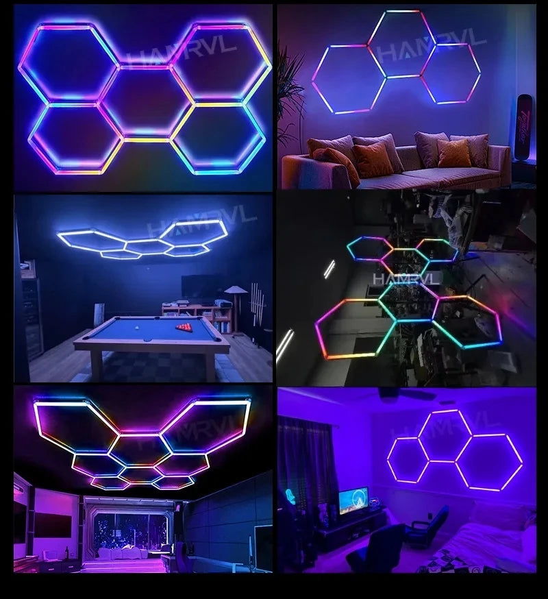 Two Bay Tri-Color Dimmable Hex Light, 3000K / 4000K / 6000K or RGB