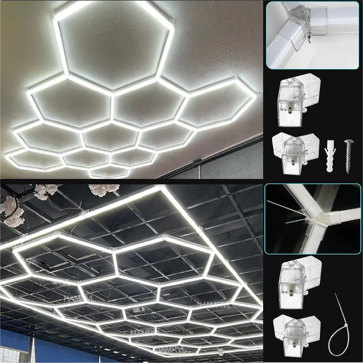 Two Bay Tri-Color Dimmable Hex Light, 3000K / 4000K / 6000K or RGB
