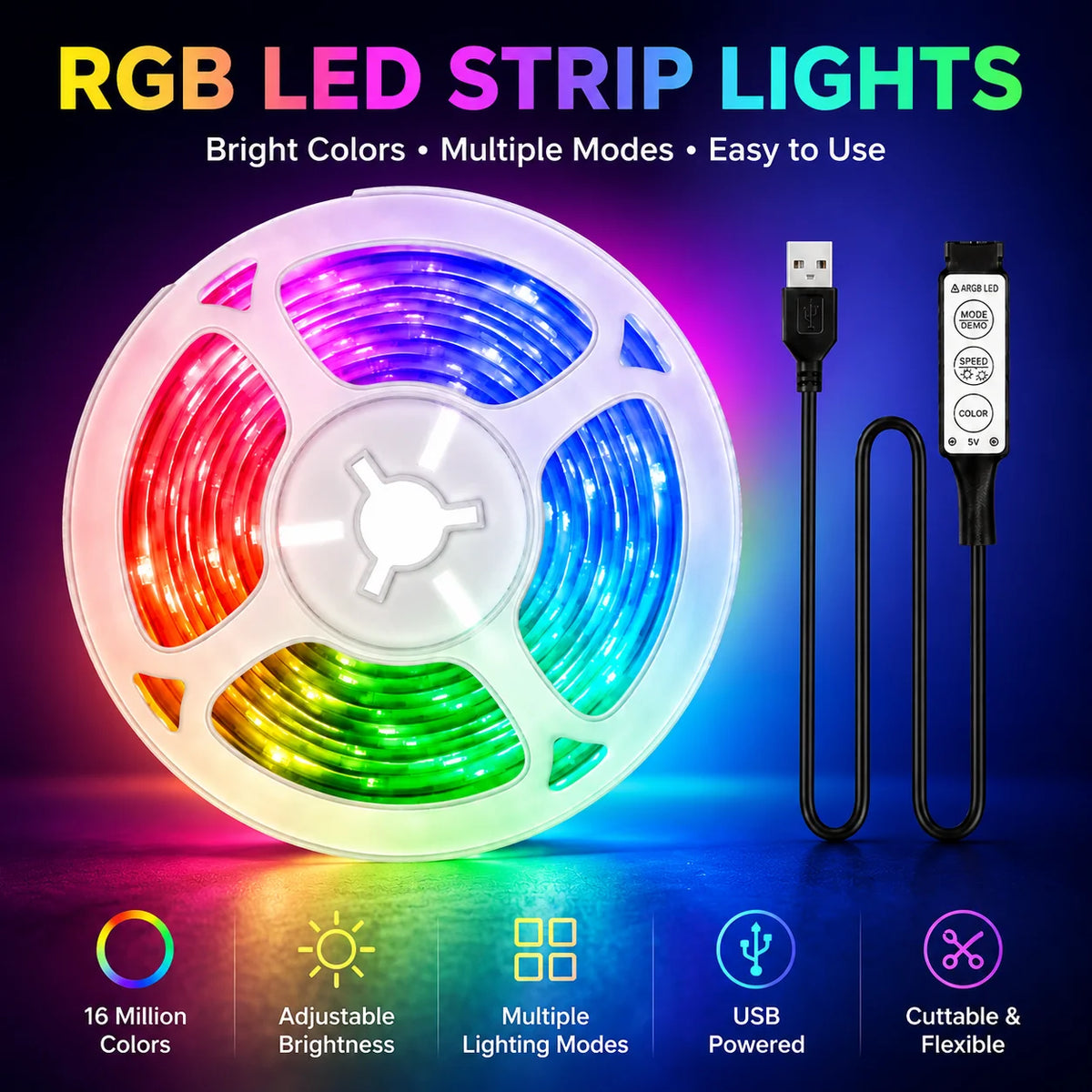 Two Bay RGB Cove Light Strip with Remote
