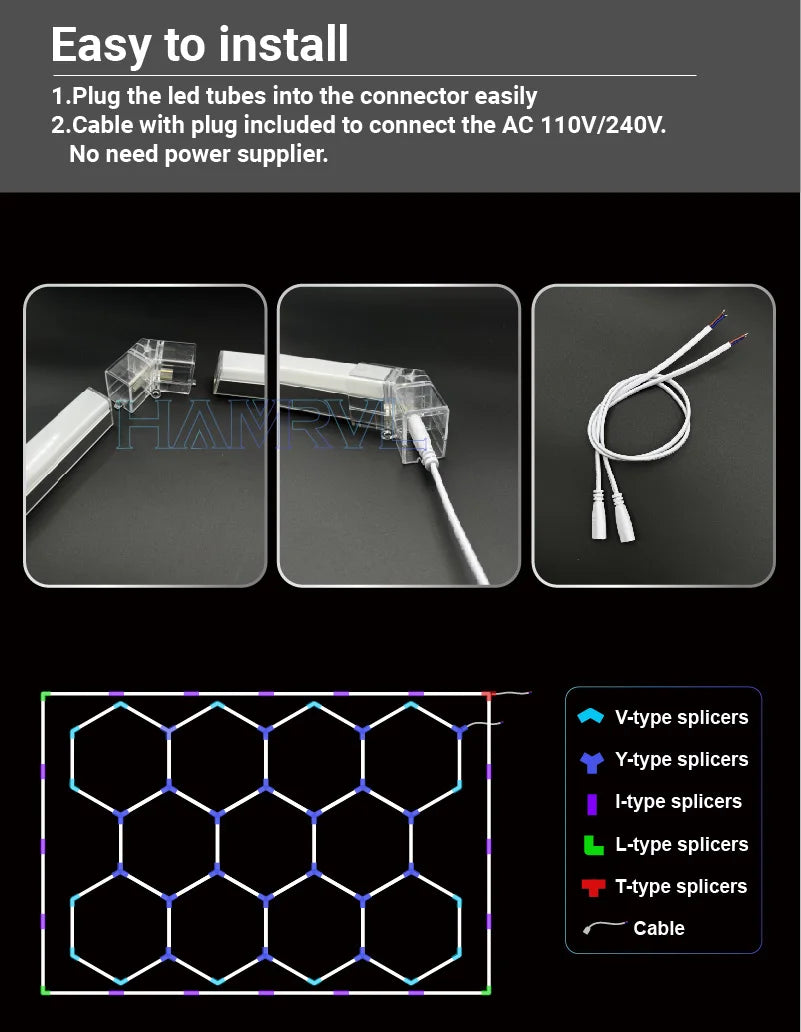 Two Bay Tri-Color Dimmable Hex Light, 3000K / 4000K / 6000K or RGB