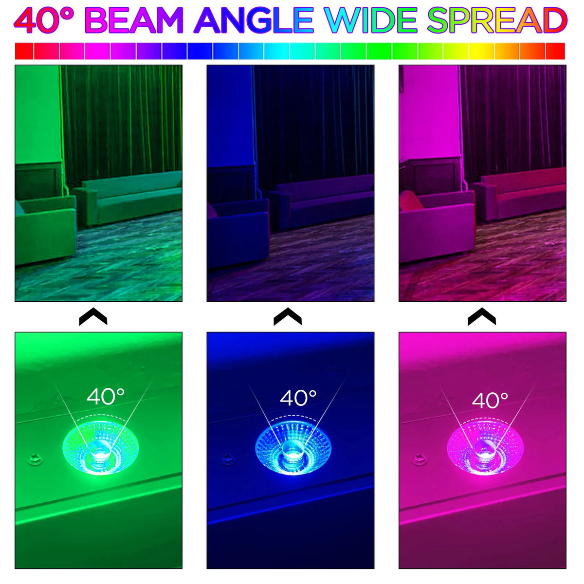 Two Bay RGB Wall-Wash Light Bar, 60W with Remote