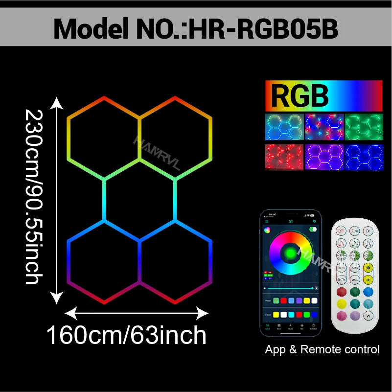 Two Bay Tri-Color Dimmable Hex Light, 3000K / 4000K / 6000K or RGB