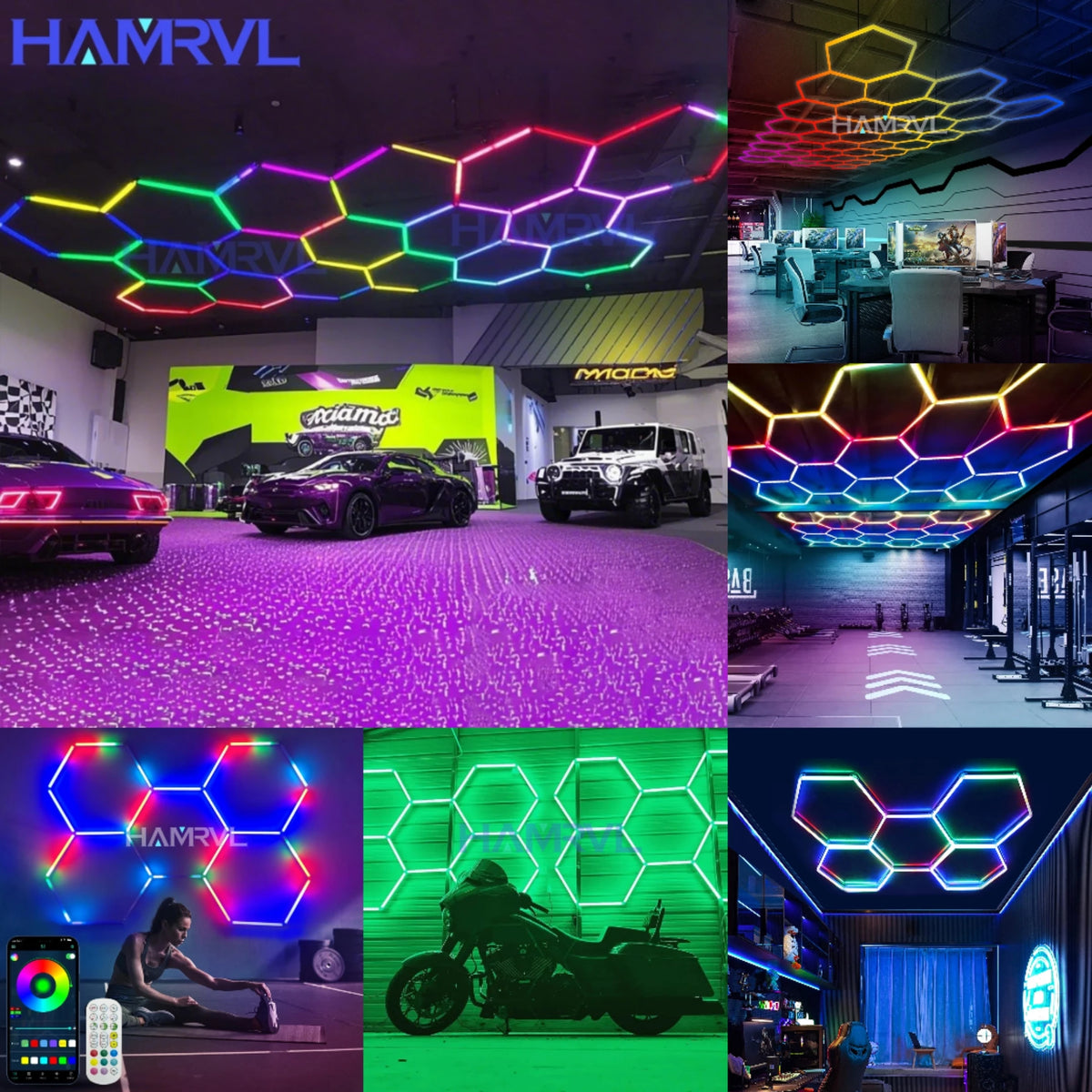 Two Bay Tri-Color Dimmable Hex Light, 3000K / 4000K / 6000K or RGB