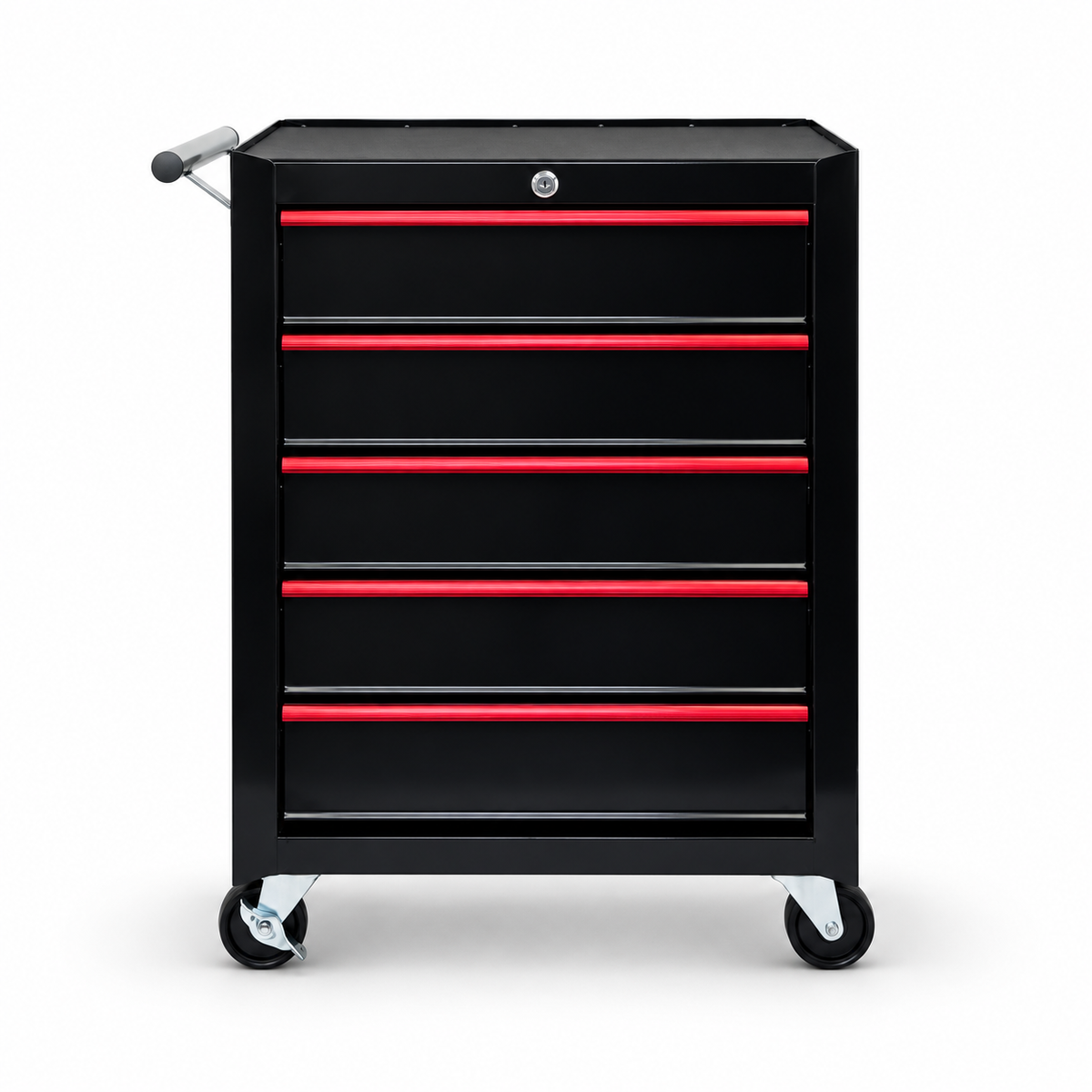 5-Drawer Rolling Tool Chest — Black & Red on white background