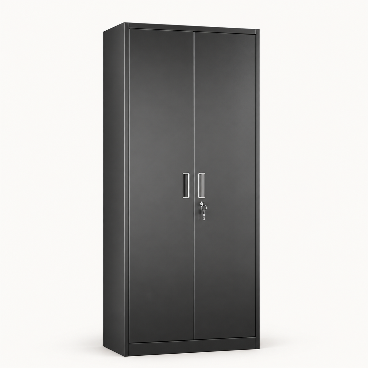 Lockable Garage Storage Cabinet, 4 Shelves, Black