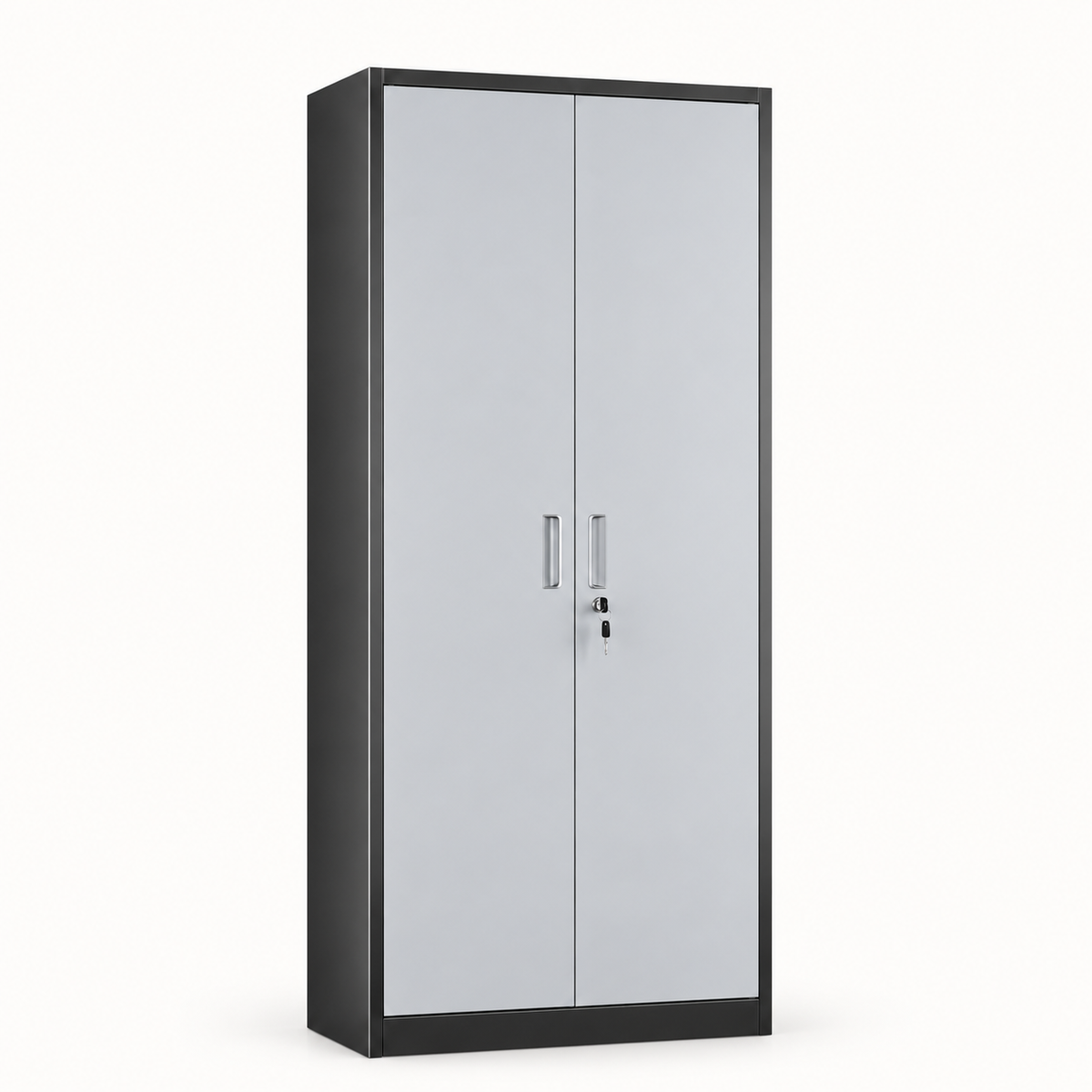 Lockable Garage Storage Cabinet, 4 Shelves, Black & Gray