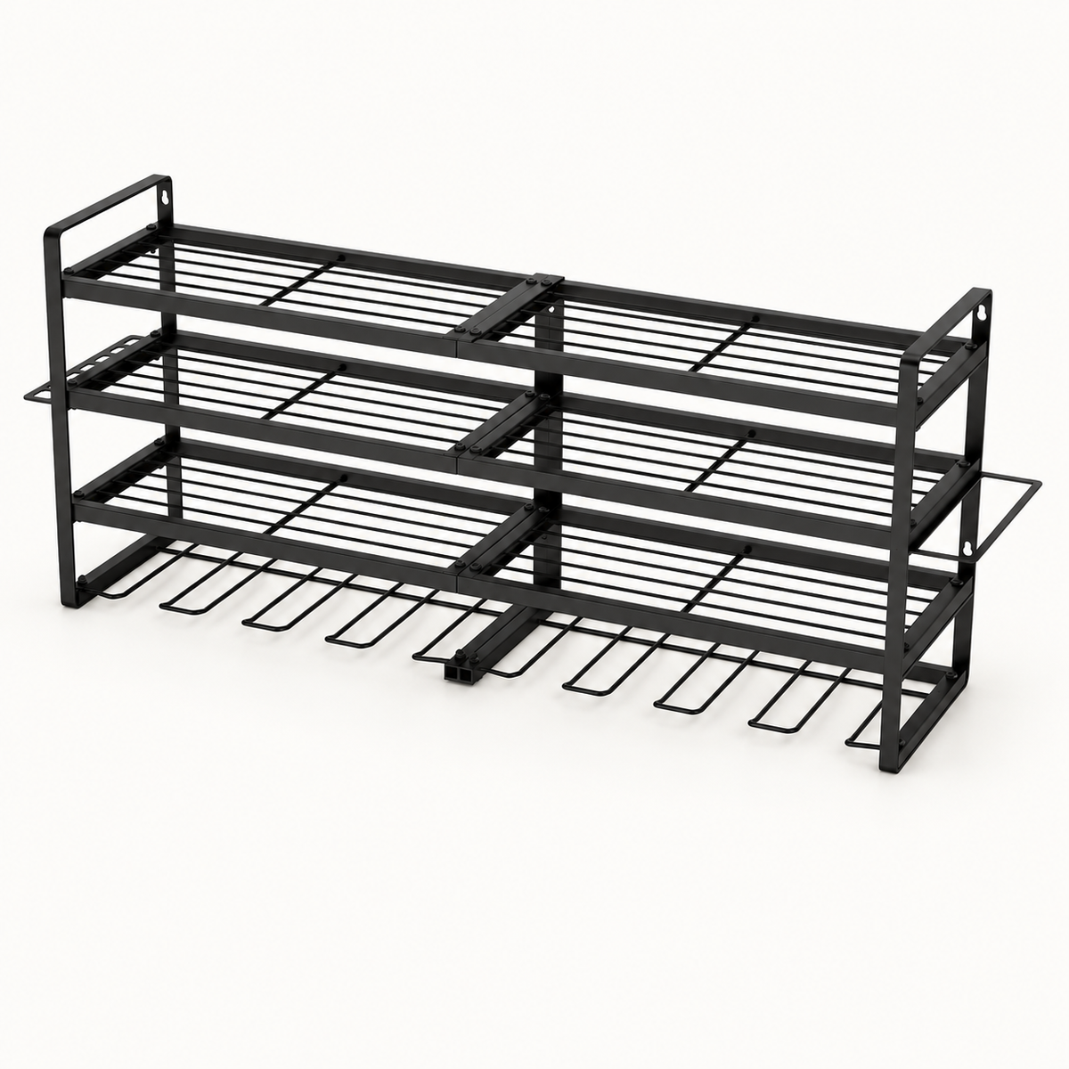 Wall-Mount Power Tool Organizer, 8 Drill Slots, Black