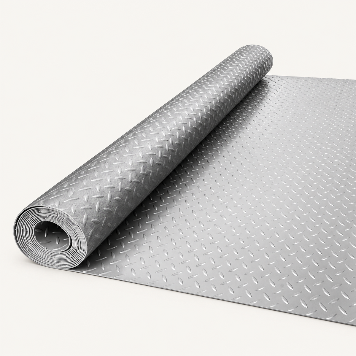 Diamond-Texture PVC Garage Floor Mat, 4.9 × 19 ft, Gray