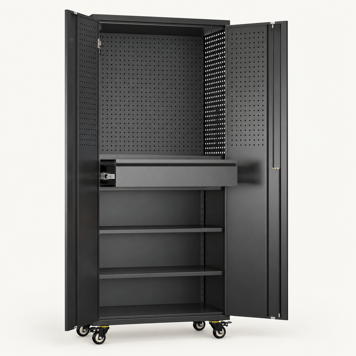 Rolling Pegboard Tool Cabinet, 71-Inch, Drawer, Black