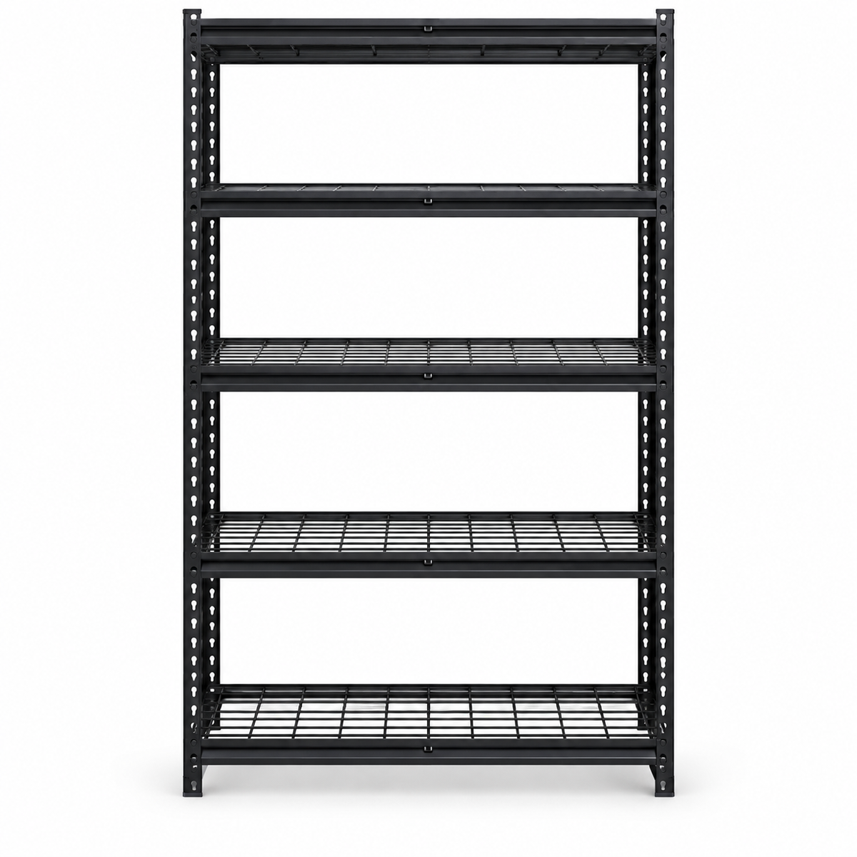 5-Tier Grid Garage Shelving, 2000 lb — Black on white background