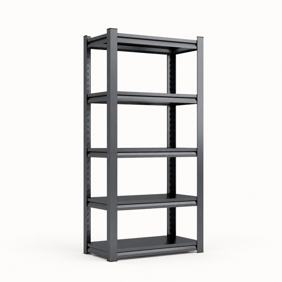 63-Inch Narrow Garage Shelving, 31.5-Inch Width — Black on white background