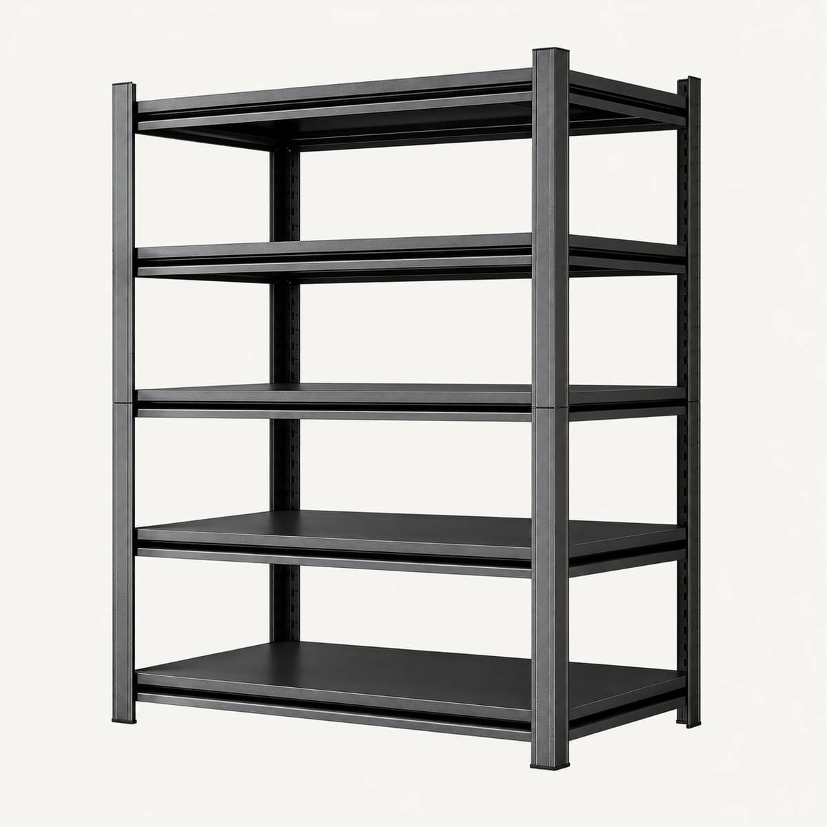 Adjustable 5-Tier Garage Shelf Rack, 63-Inch, Black