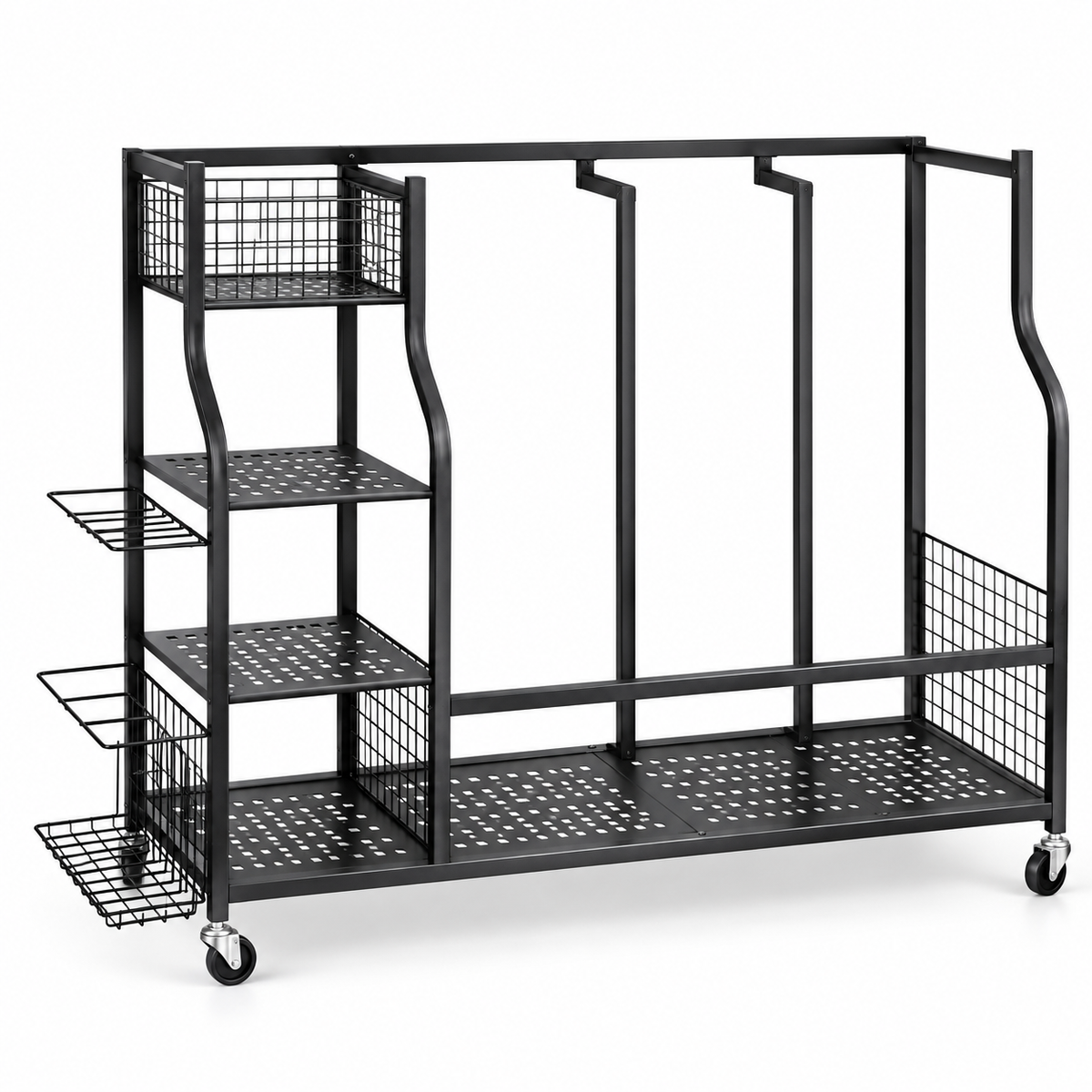 Rolling Golf Bag Organizer with Club Rack — Black on white background