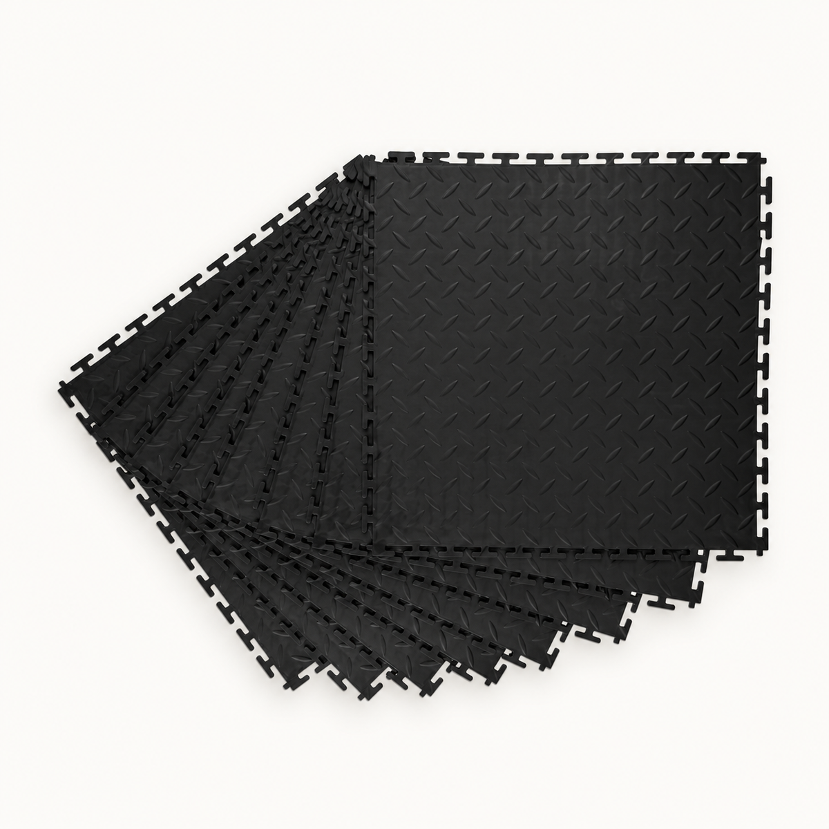 PVC Garage Floor Tiles, 8-Pack, 20.2-Inch, Black