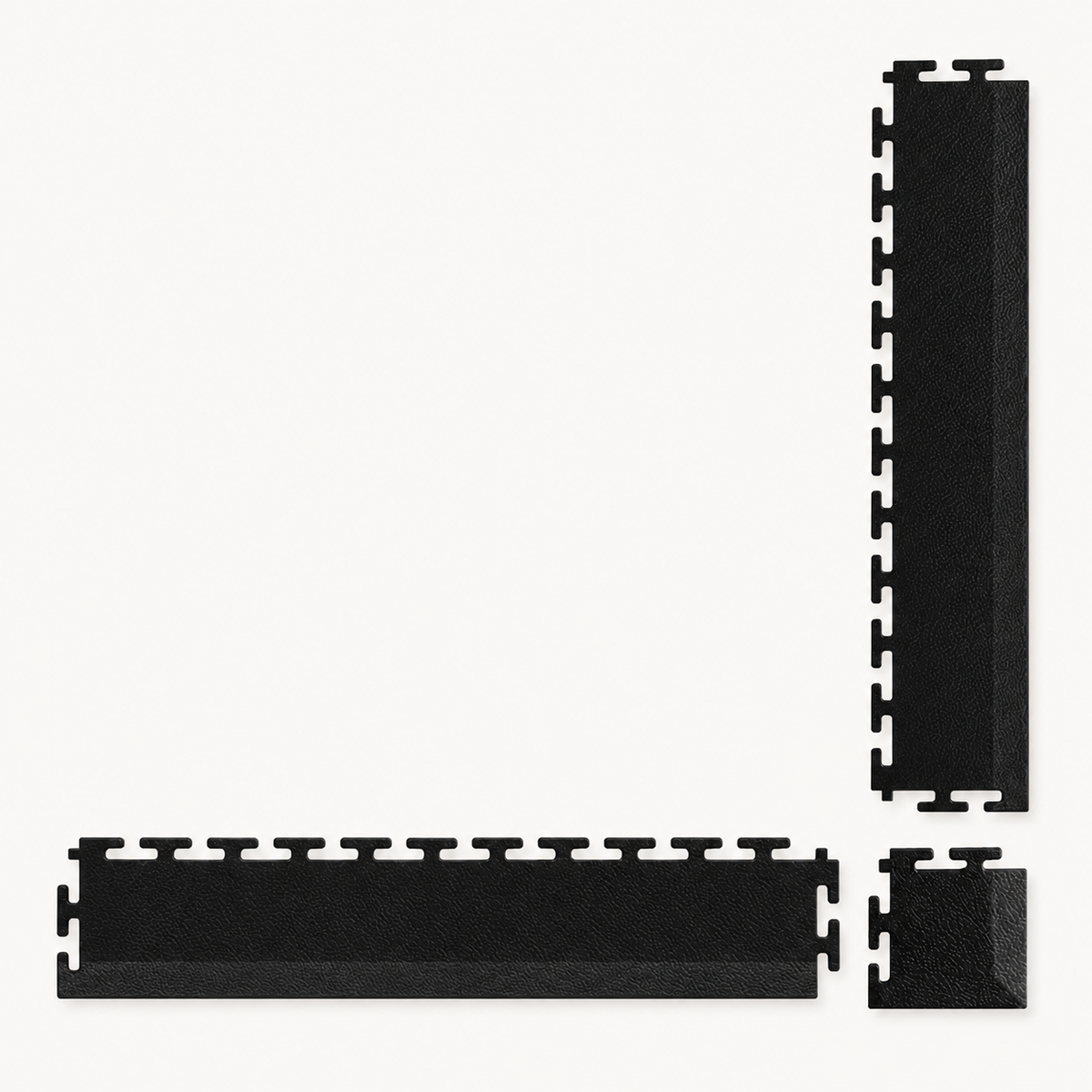 PVC Garage Tile Edge Kit, 12 Edges & 4 Corners, Black