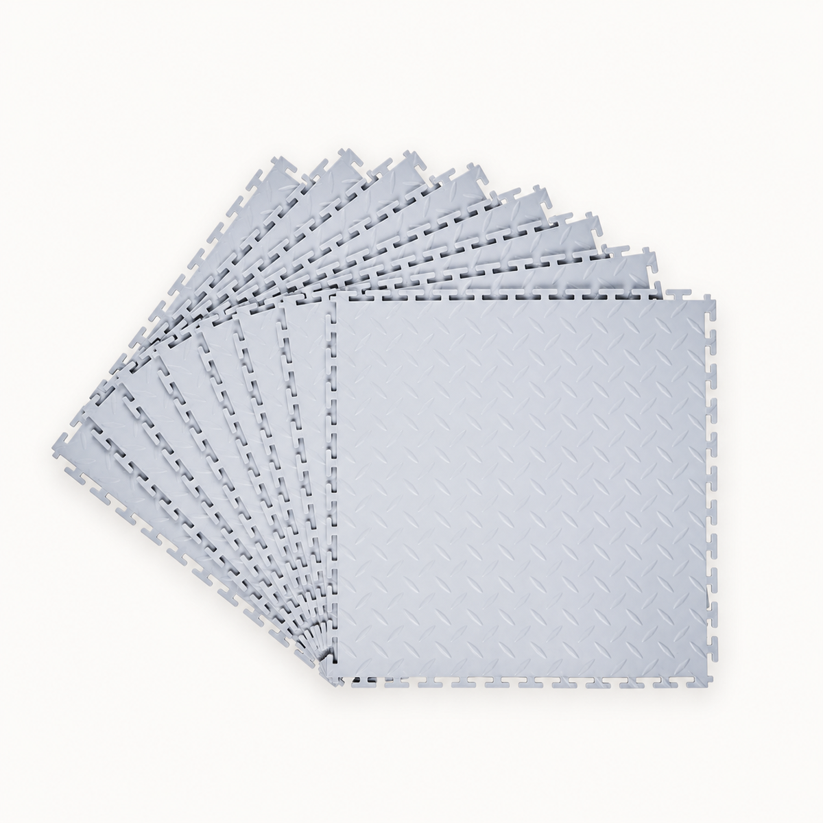 PVC Garage Floor Tiles, 8-Pack, 20.2-Inch, Silver Gray