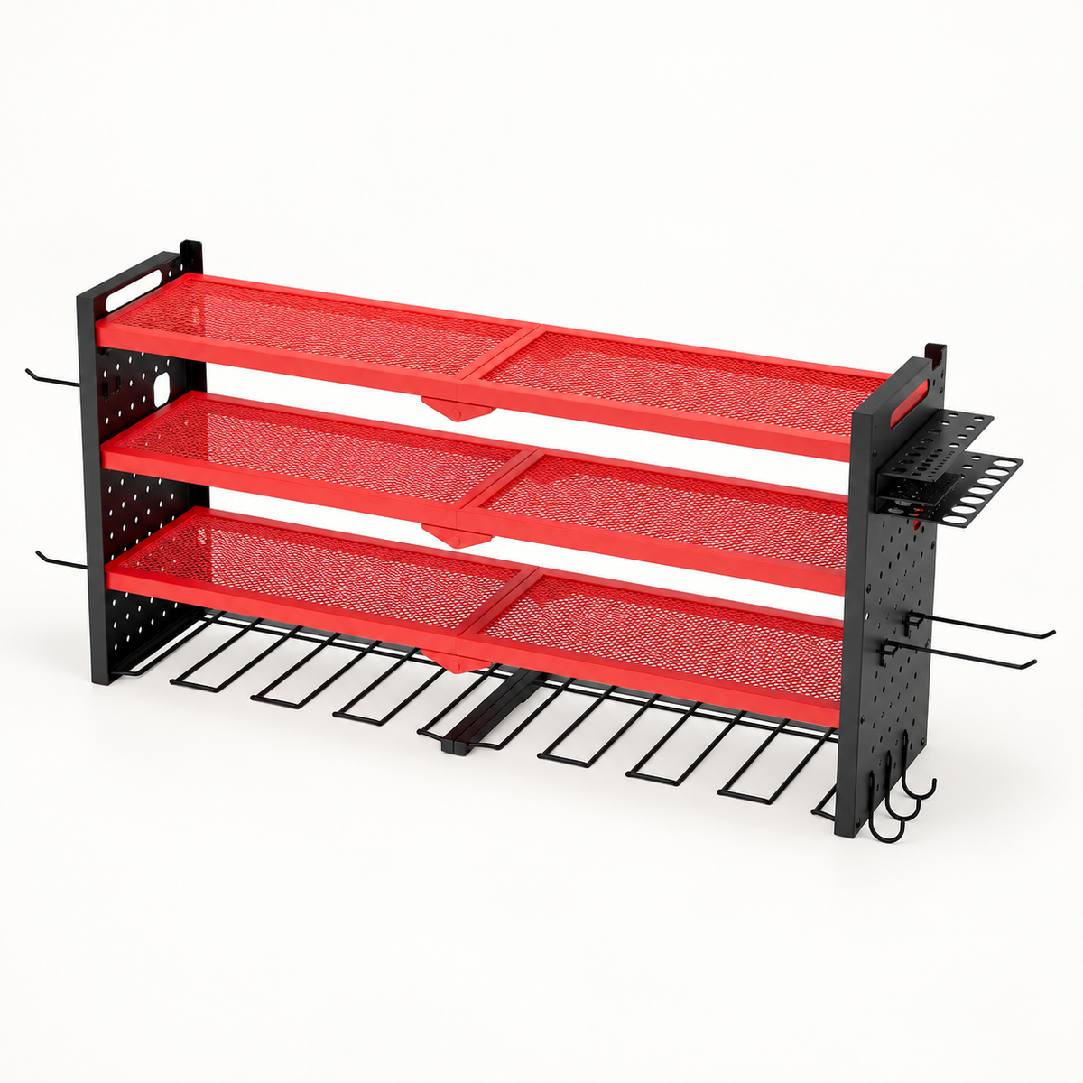 Wall-Mount Power Tool Organizer, 8 Drill Slots, Red