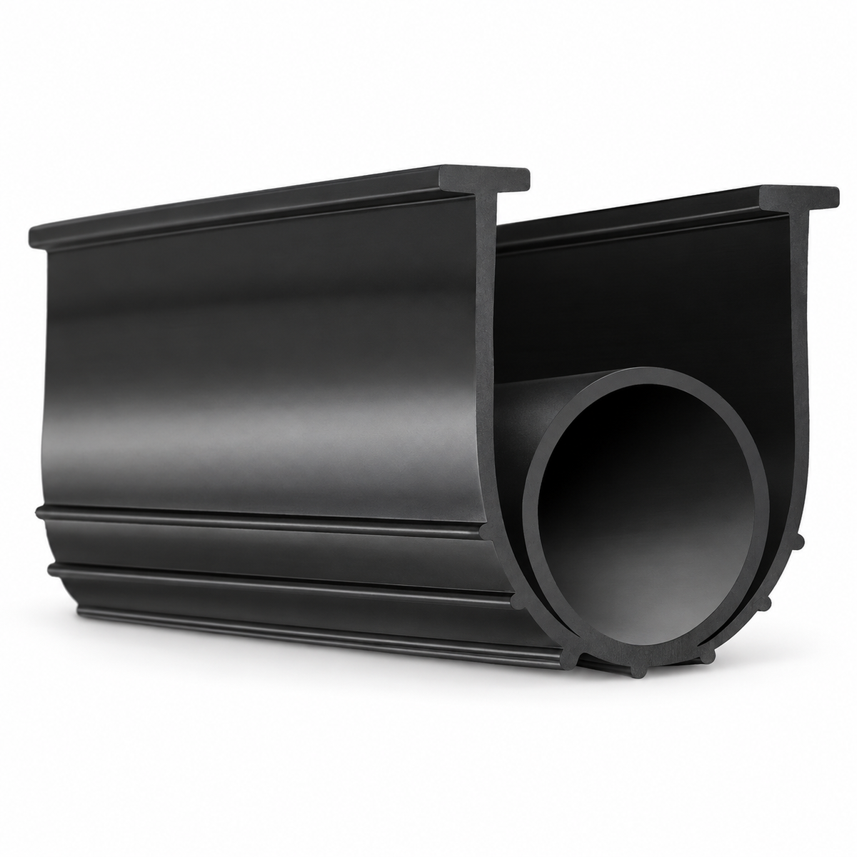Garage Door Bottom Rubber Seal, 10 ft — Black product detail on white background