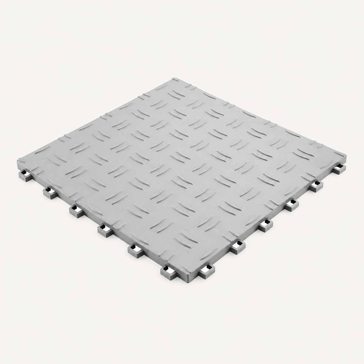 Interlocking Garage Floor Tiles, 25-Pack, Silver