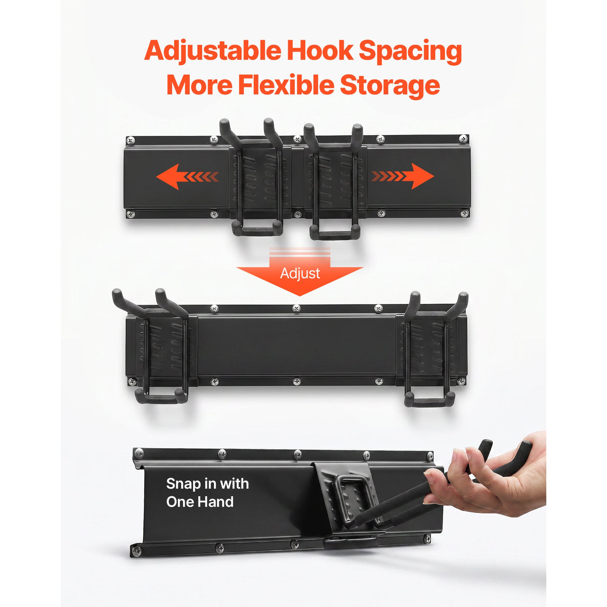 Garage Wall Track Storage System, 49.5 in, 600 lb Capacity, 3 Rails + 9 Hooks