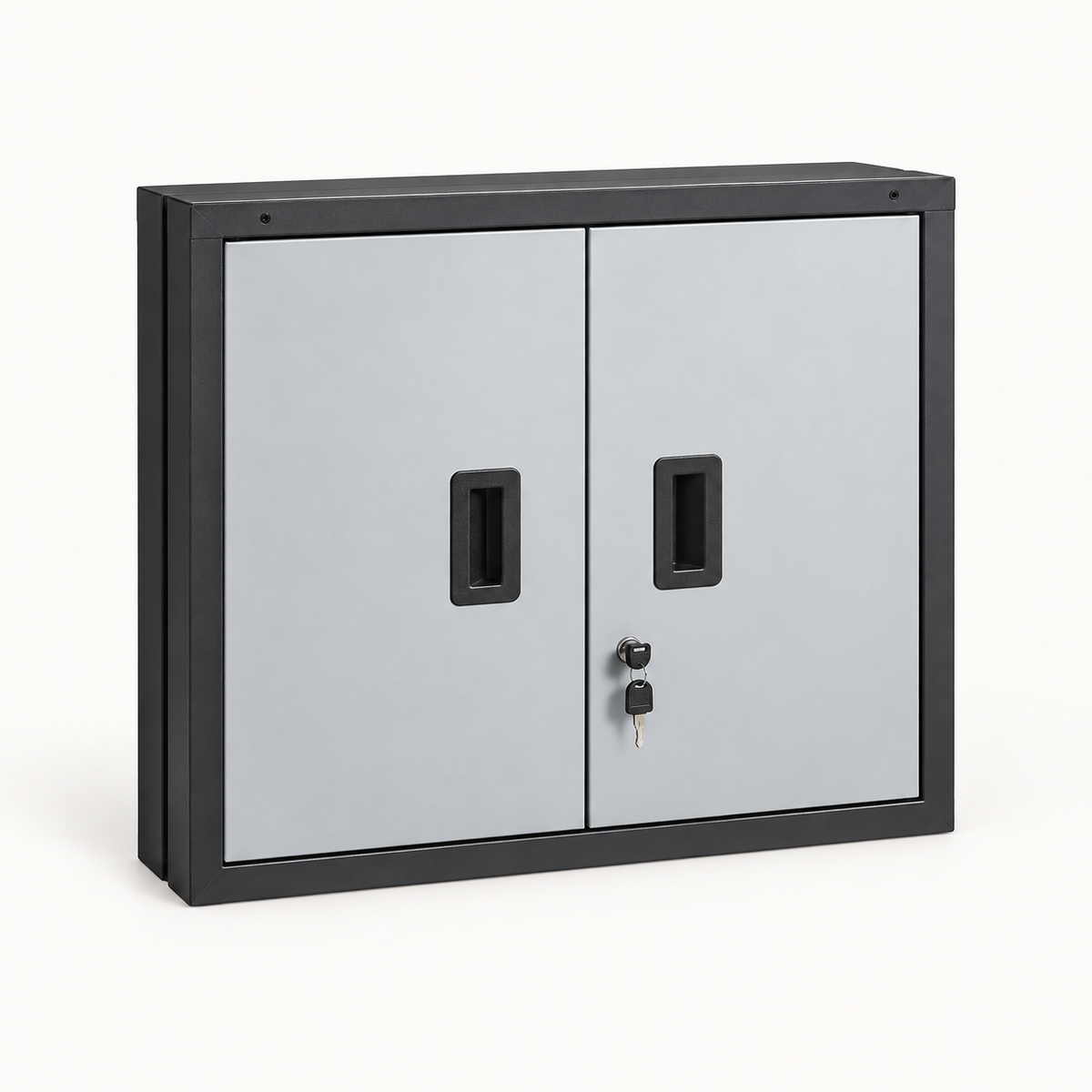 Wall-Mount Garage Cabinet, 26-Inch, Black & Gray