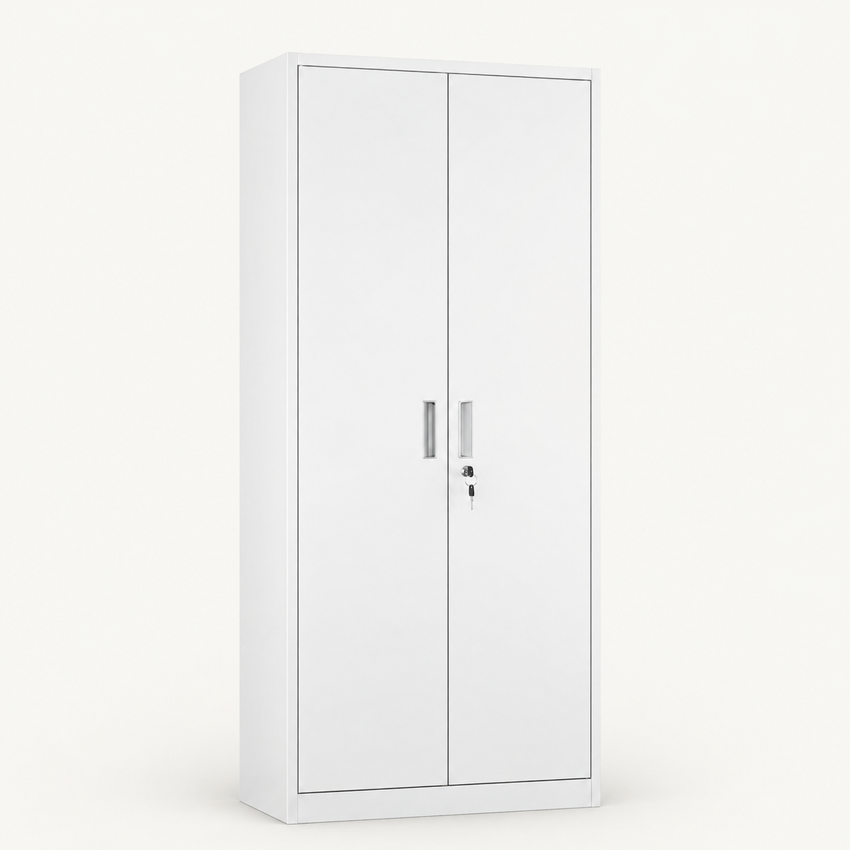 Lockable Garage Storage Cabinet, 4 Adjustable Shelves, White