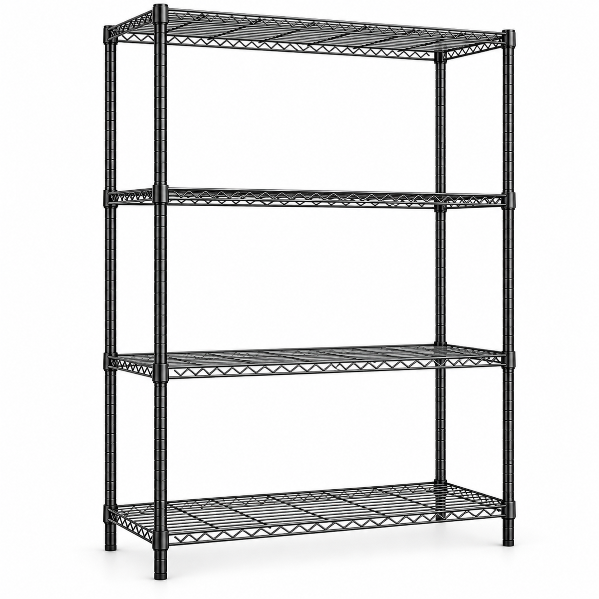 4-Tier Wire Garage Shelving, 1400 lb — Black on white background